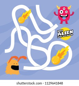 Mini games find the path for children with space and alien theme collection.