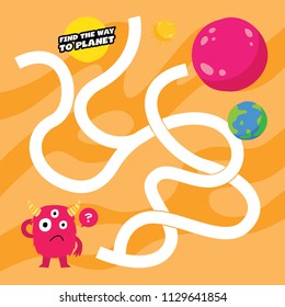 Mini games find the path for children with space and alien theme collection.