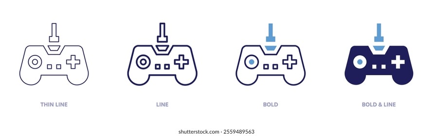 Mini games icon in 4 different styles. Thin Line, Line, Bold, and Bold Line. Duotone style. Editable stroke.