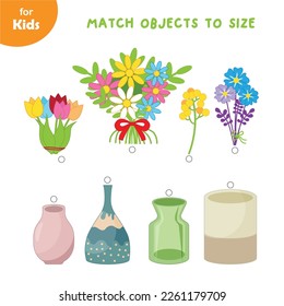 mini juegos para niños. Elige un florero adecuado para cada ramo. lógica, rompecabezas