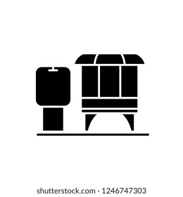 Mini gas station black icon, vector sign on isolated background. Mini gas station concept symbol, illustration 
