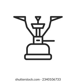 Mini-Gas-Stove-Symbol. Vektor Lineare Illustration des tragbaren Camping Gas Burner für Außenkoch- und Camping-Ausrüstung.