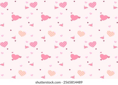 Mini geometric abstract heart shape Valentine's elements seamless pattern. perfect decorative design for background, wallpaper, paper cover, illustration, texture, embroidery, ornament, ceramic, print