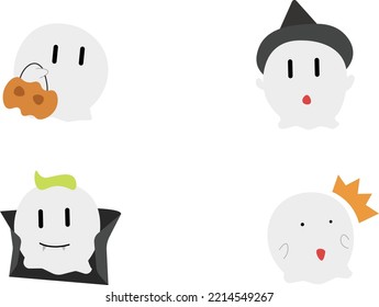 Mini Ghost, Ghost icons, Halloween seamless pattern wallpaper background, Simple mini cartoon ghost.