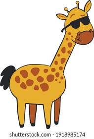 a mini giraffe wearing glasses