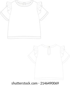 Mini-Girl-Vorder- und Rückseite-Shirt-Illustration