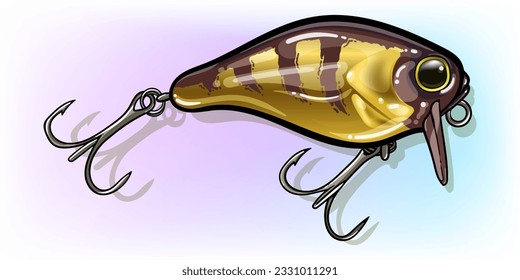 Mini-Goldkurven-Köder Fischen lure.Vektorkunst. Grußkarten Werbung Unternehmen oder Marken, Logo, Maskottartikel T-Shirt, Aufkleber und Label Designs, Poster.