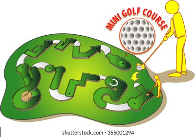 Mini Golf Course Illustration & Vector