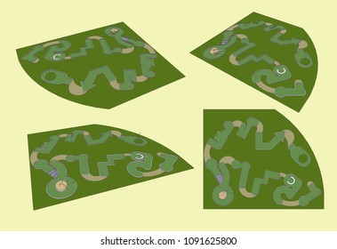 Mini Golf Courses, Vector & Illustration
