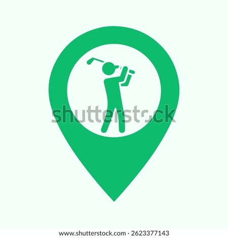 Mini Golf Location Pin Icon, Fun Spot Map Marker, Game Symbol
