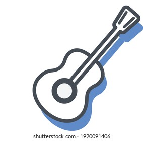 Mini guitar with blue shadow