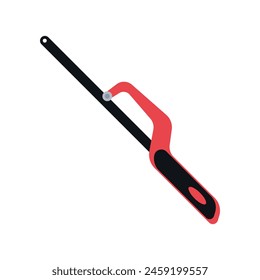 Mini Hacksaw for Precision Cutting in Woodworking and Metal Craft, Flat Vector Illustration Design