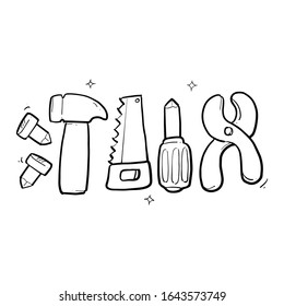 mini hammer hit hand drawn