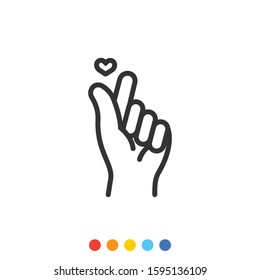 A mini heart finger or love hand sign flat design element,Vector and Illustration.