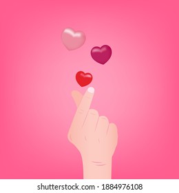 Mini heart hand with heart shapes isolated on pink background for Valentine day decorations illustration vector