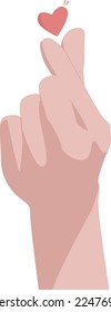 Mini heart hand sign. Vector hand sign art