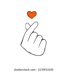 Mini Heart icon, hand with finger is heart shape