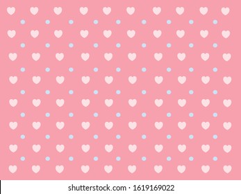 Mini Heart and Round in Pink Background.