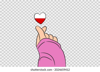 Mini heart sign with Poland flag heart shape isolated on png or transparent  background, Symbols of Poland,template for banner,card,advertising,vector,top gold medal winner sport country