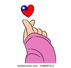 Mini heart sign with Taiwan flag heart shape isolated on transparent  background