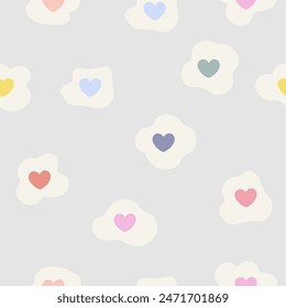 mini heart in white free from shape  seamless pattern on gray  background , vector illustration 