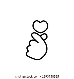 Mini Hearts.Icon of hand making small heart sign, vector 