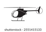 Mini Helicopter (Personal Helicopter) in silhouette, Air Transportation vector illustration isolated on white background, eps