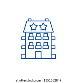 Mini hotel line icon concept. Mini hotel flat  vector symbol, sign, outline illustration.