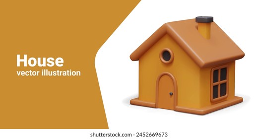 Mini house in toy style. Figure of residential building, symbol of real estate transactions