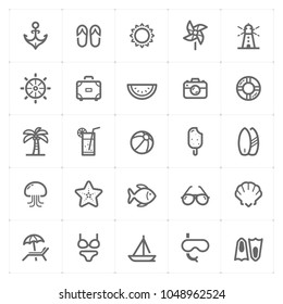 Mini Icon set - Beach icon vector illustration on white background