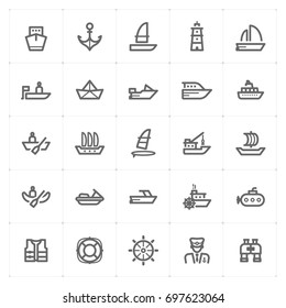 Mini Icon set – boat and ship icon vector illustration