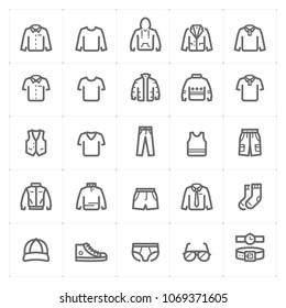 Mini Icon set – Clothing Man icon vector illustration bold line style