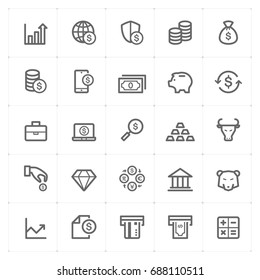 Mini Icon set - money and finance icon vector illustration