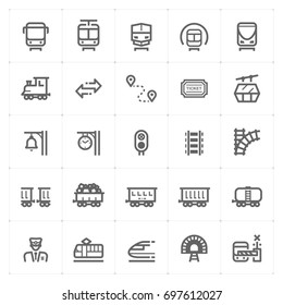 Mini Icon set – train and transport icon vector illustration