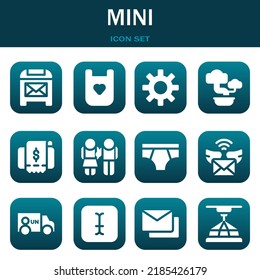 mini icon set. Vector  illustrations related with Mail, Bib and Sun