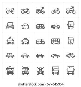 Juego de iconos mini - ilustración vectorial de icono de vehículo y transporte