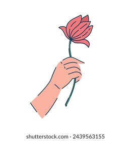 Mini illustration of hand with flower