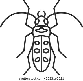 Mini insect single icon longhorn beetle