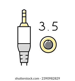 Mini-Jack 3.5 Farbsymbol Vektorgrafik. Mini-Buchse 3.5 Schild. einzelne Symbolillustration