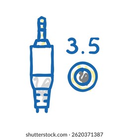mini jack 3.5 doodle icon sketch vector. mini jack 3.5 sign. isolated symbol illustration