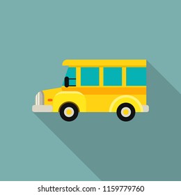 Mini kid school bus icon. Flat illustration of mini kid school bus vector icon for web design