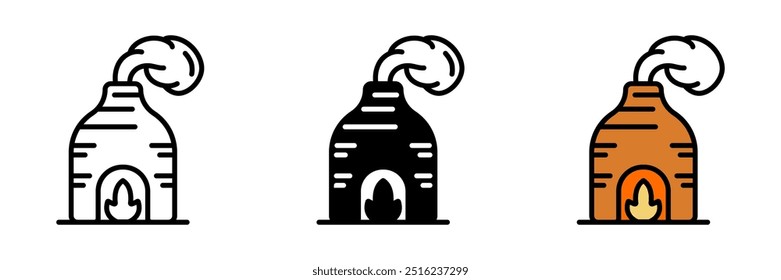 Mini Kiln Icon, A small oven used for firing ceramics, glass, or metal, reaching high temperatures for crafting and jewelry-making.