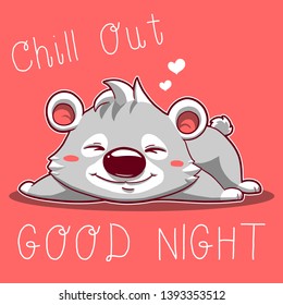 mini koala cute animal character design good night chill out icon card illustration t shirt print pajama graphic design  