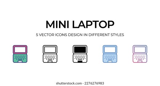 mini laptop Icon Design in Five style with Editable Stroke. Line, Solid, Flat Line, Duo Tone Color, and Color Gradient Line. Suitable for Web Page, Mobile App, UI, UX and GUI design.