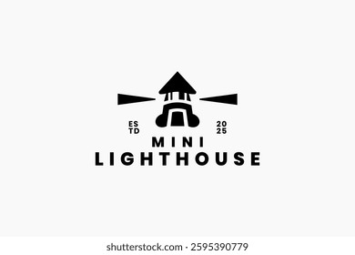 mini lighthouse mark symbol logo vector design template with bold, flat and modern styles