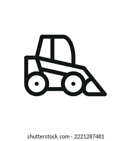 Mini loader isolated icon, wheel mini loader vector symbol with editable stroke