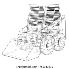 Mini loader. Vector illustration isolated on white background. Vector rendering of 3d