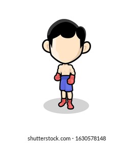 Mini Logo Caricature Boxer in Flat Style