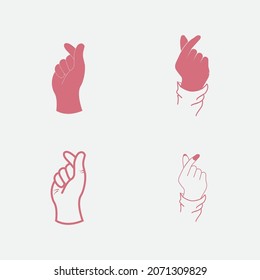 mini i love you hand ,korean heart finger i love you sign icon vector line art illustration sticker design social media