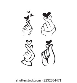 mini i love you hand ,korean heart finger i love you sign icon vector line art illustration sticker design social media